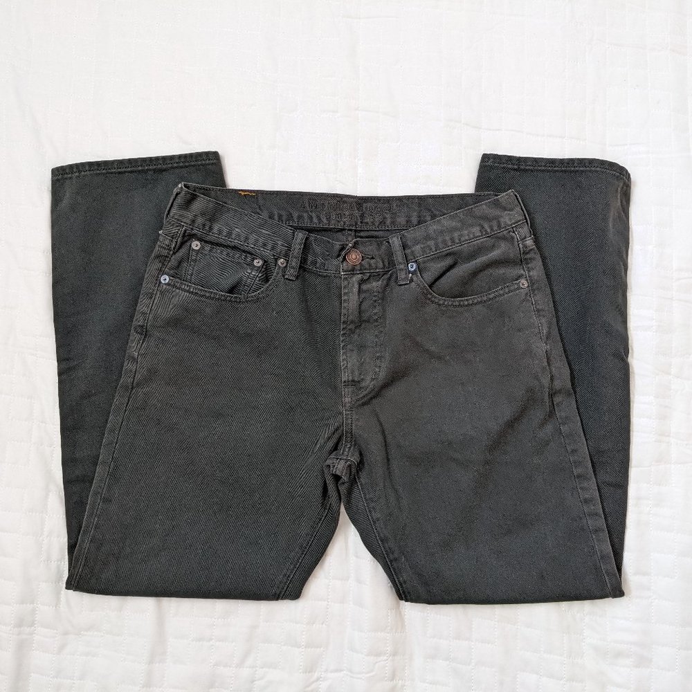 NWOT American Eagle Original Straight Dark Grey Jeans, 32/30